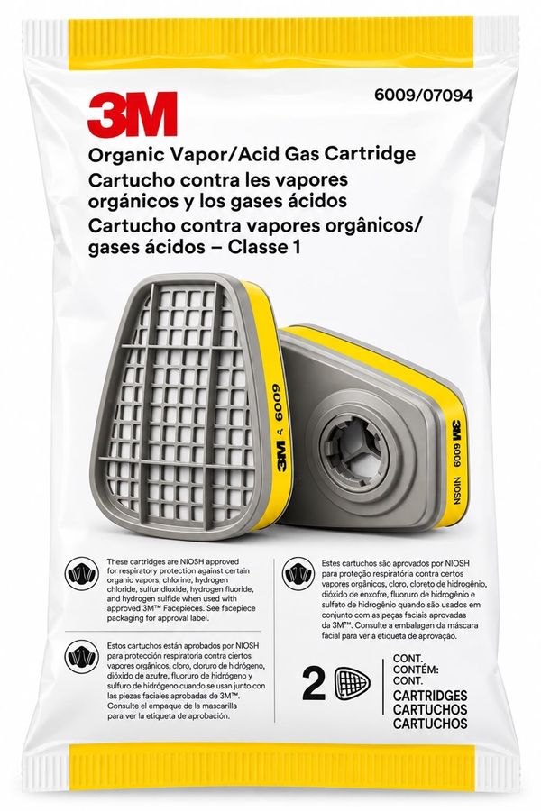 Cartucho 3M contra vapores orgánicos y gases ácidos, x 2 unidades