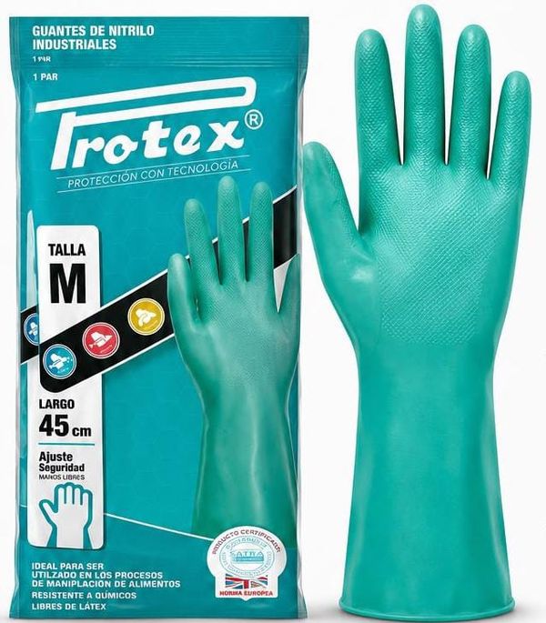 Guantes de nitrilo industriales Protex, talla M, 45 cm