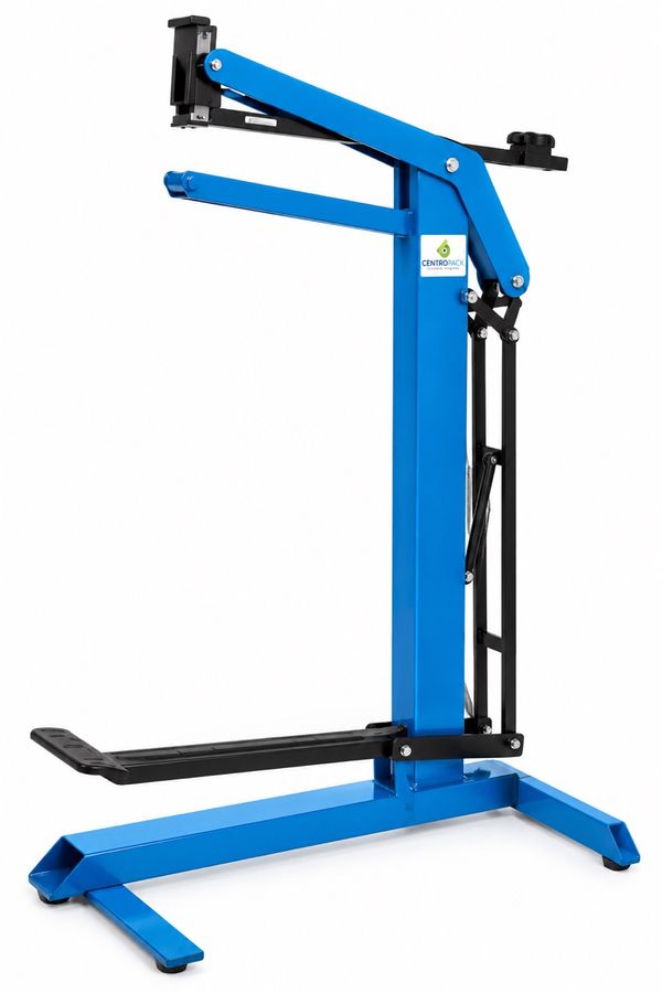 Grapadora de pie azul CentroPack para armado de cajas