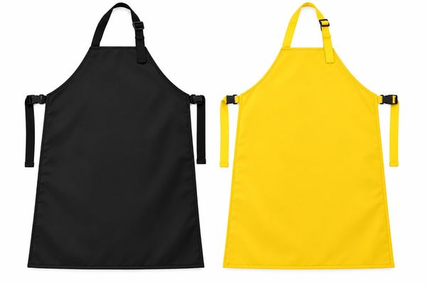Delantales en PVC negro y amarillo con correas ajustables