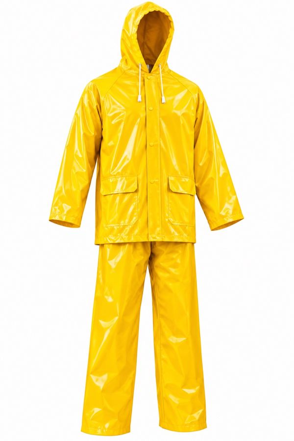 Conjunto impermeable amarillo calibre 20 con chaqueta con capucha y pantalón