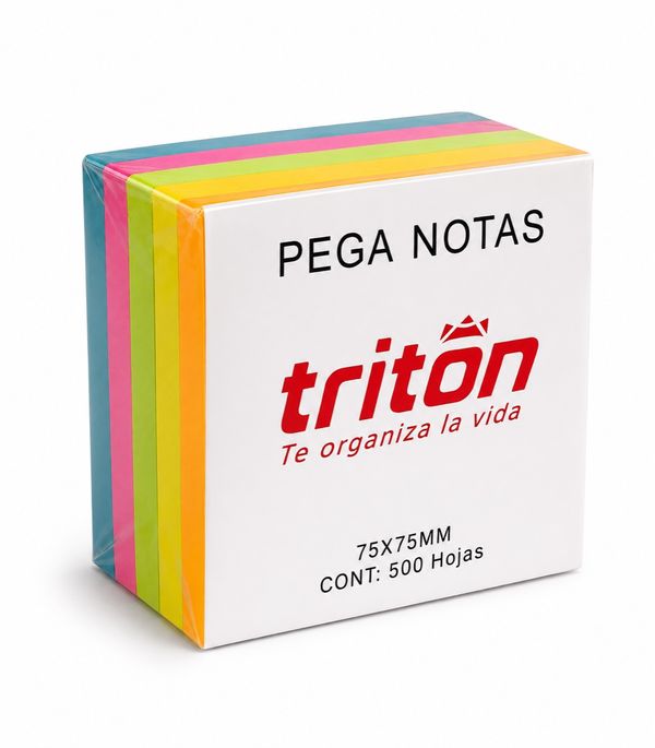 Pega notas Tritón 75x75 mm, 500 hojas de colores