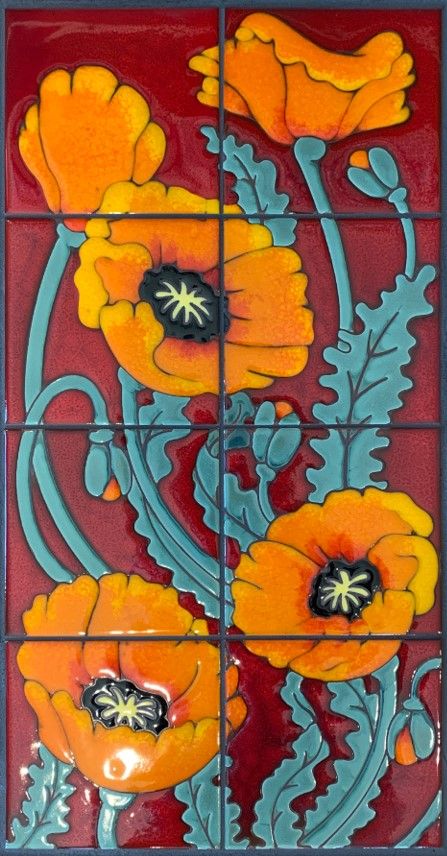 Left Poppies on Red