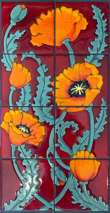 Middle Poppies on Red