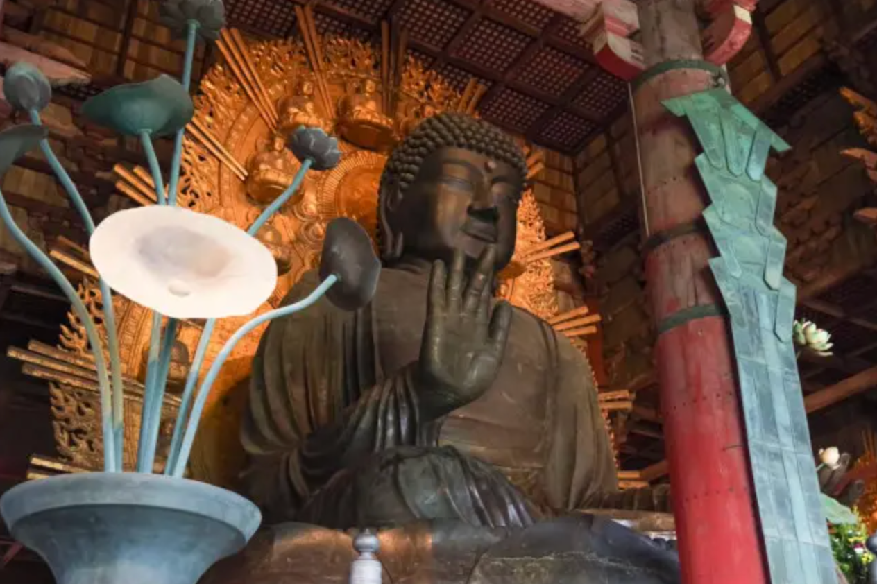 Large bronze Great Buddha statue at Todai-ji Temple in Nara