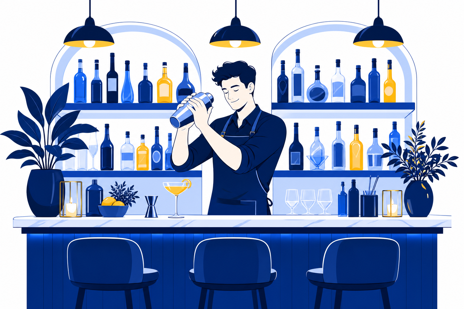 An intimate Osaka cocktail bar counter