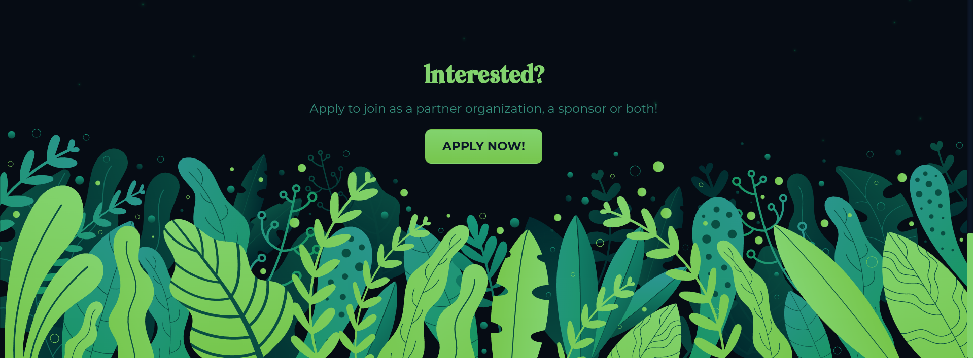 The footer of the landing page shows plant illustrations from Trolleo