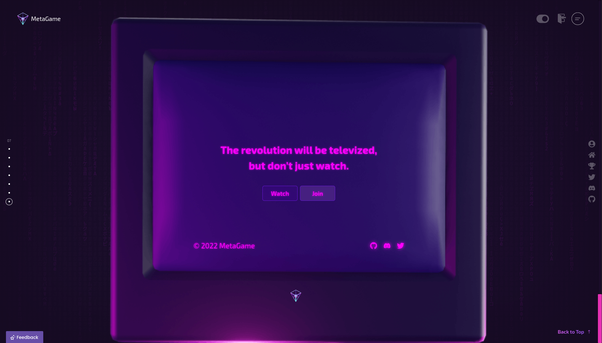 MetaGame's landing page final section