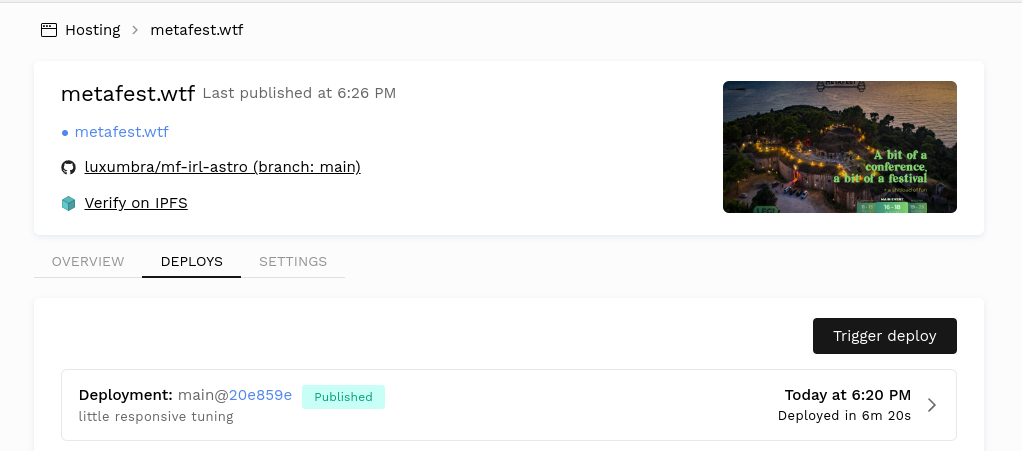 Fleek deployments control panel