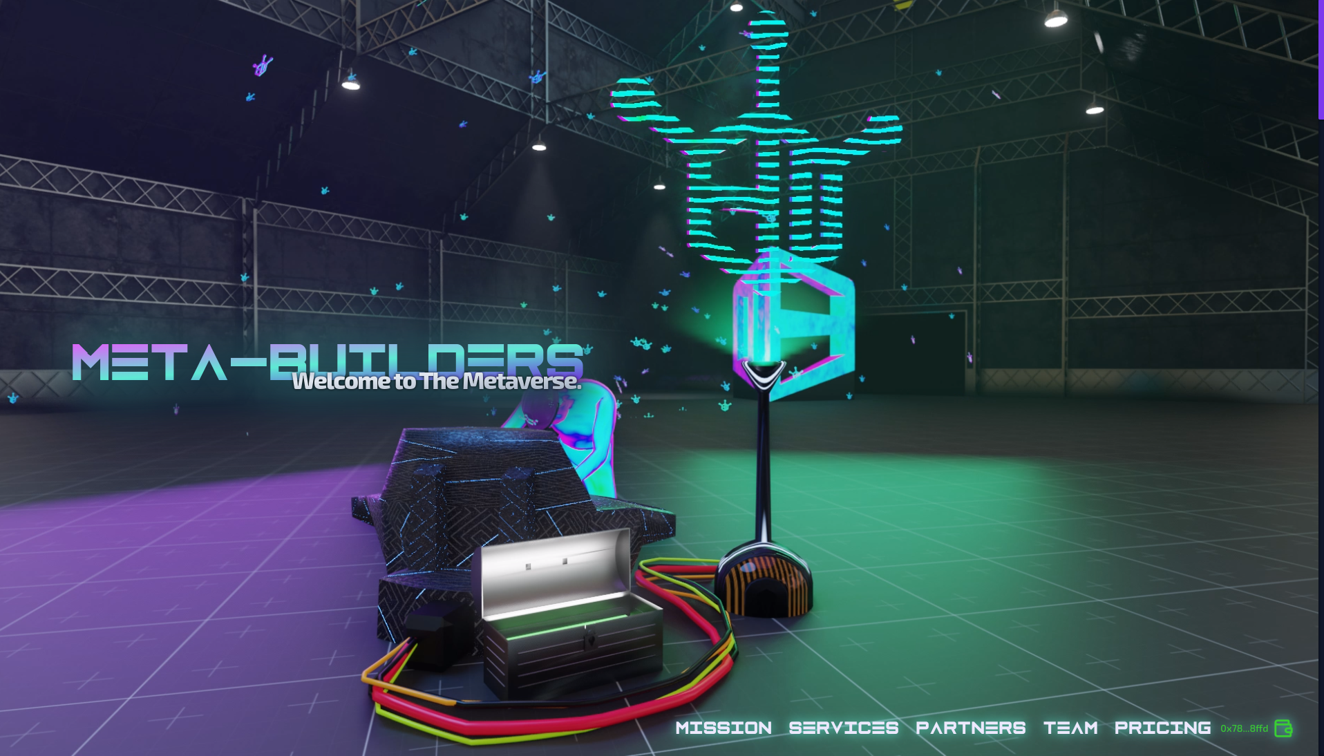 The hero section of the Meta-Builders landing page