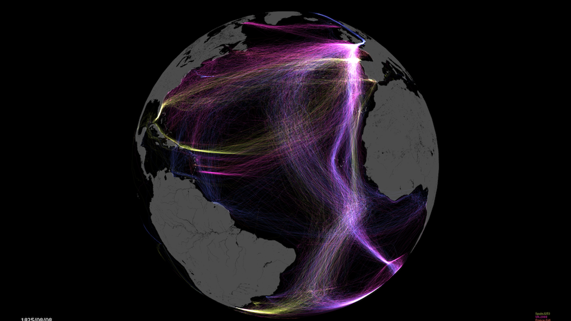 Visualization of the World’s Vessel Routes in the 18th Century