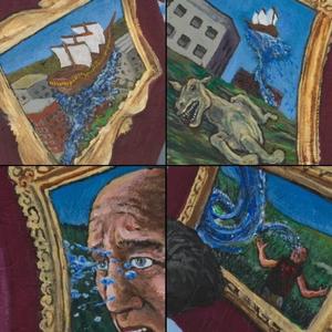 The Comedy Album, four paintings within the painting