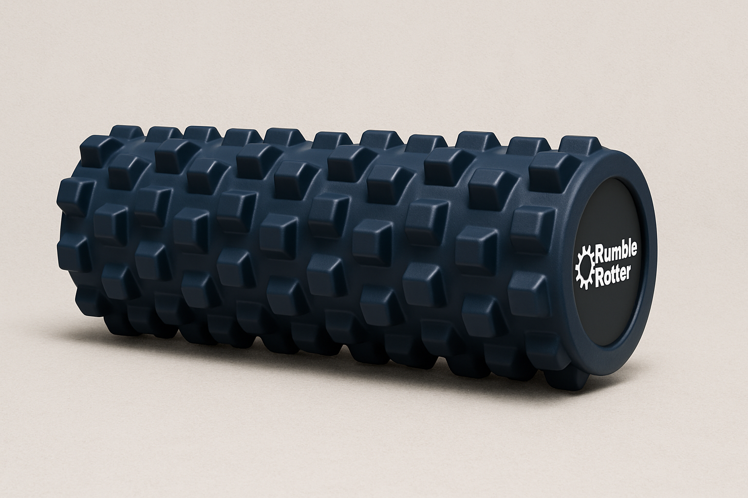 a blue foam roller that says rumble rotter on it