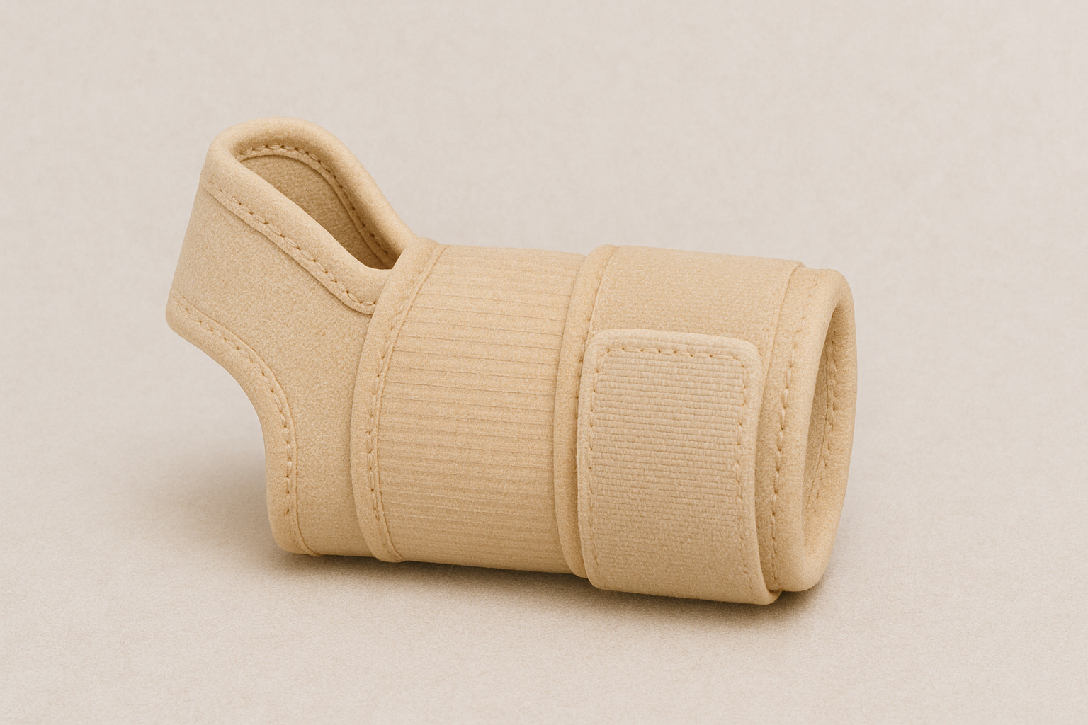 a tan wrist brace with a velcro strap