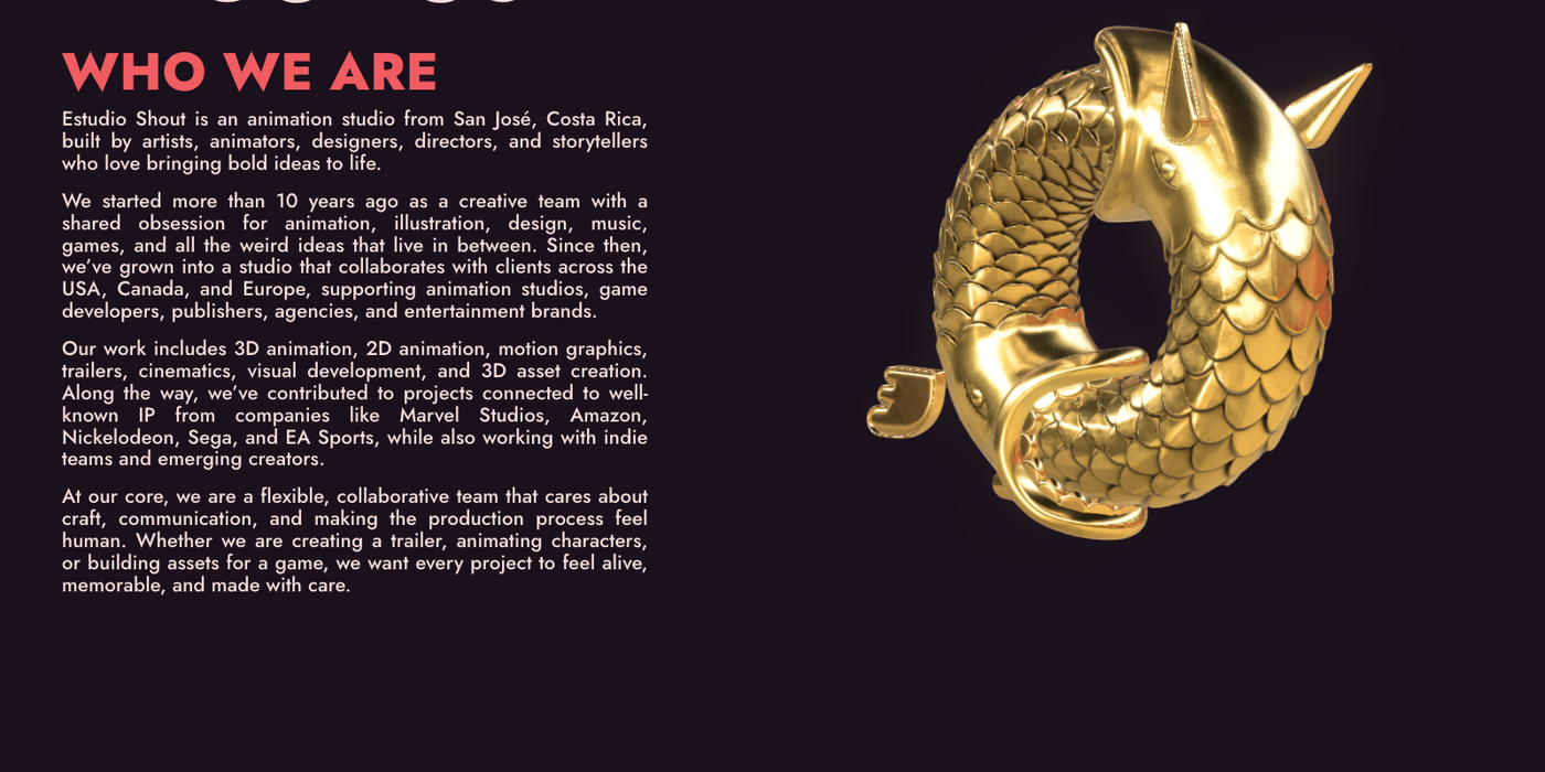 An interactive 3D model embedded on Estudio Shout's About page