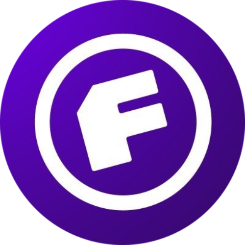 a white letter f in a purple circle