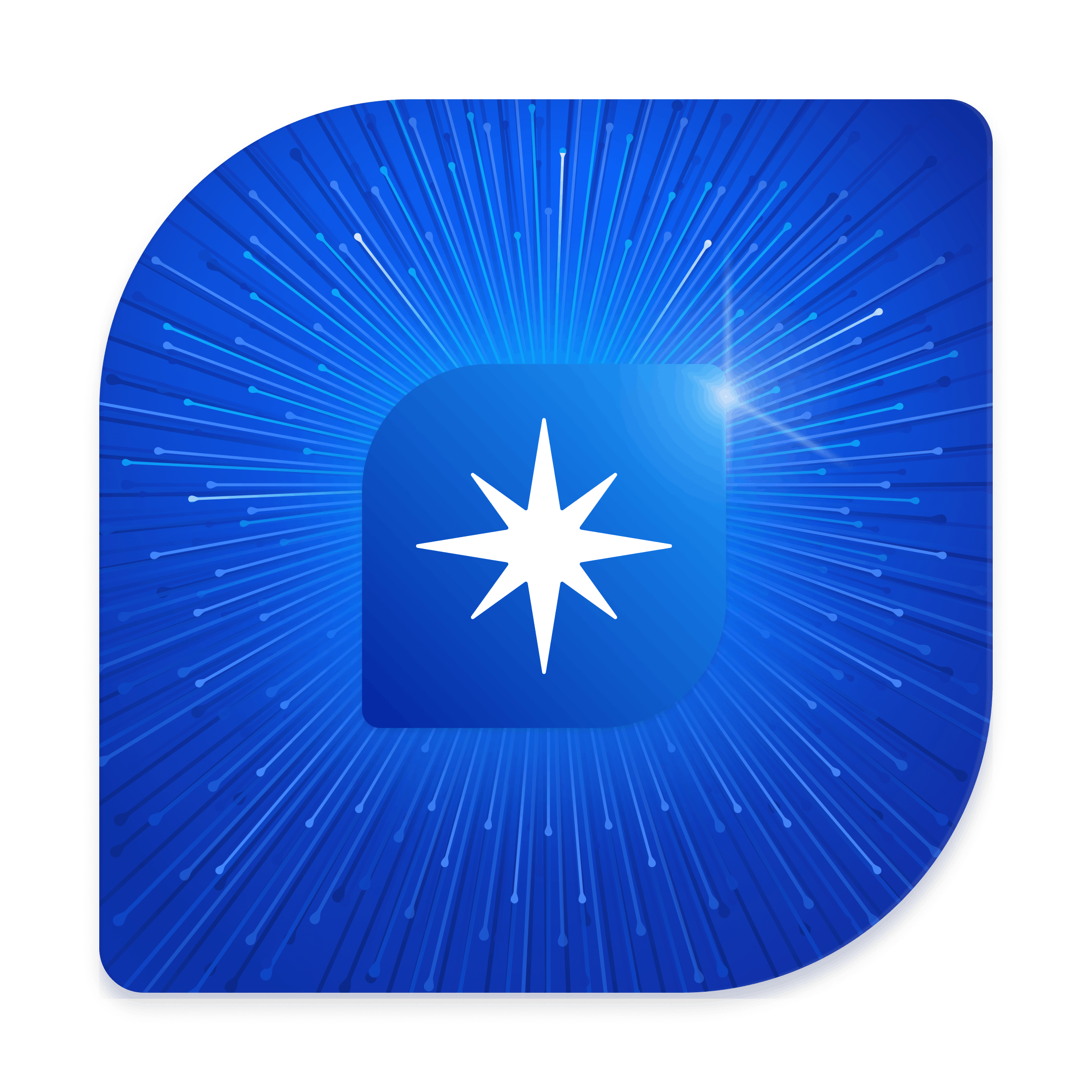 a blue square with a white star inside of it