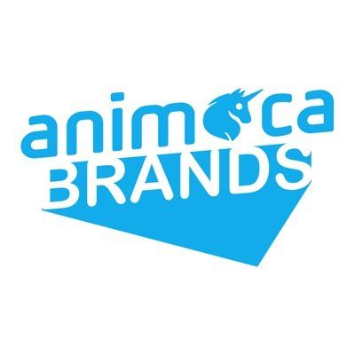 the logo for animaca brands is a blue logo with a unicorn on it .