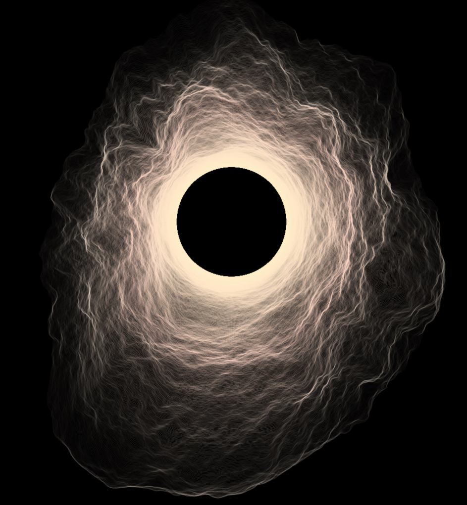 a black hole in the middle of a white circle