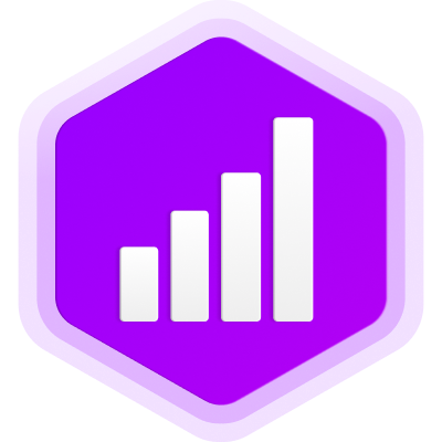 a purple hexagon with a graph inside of it