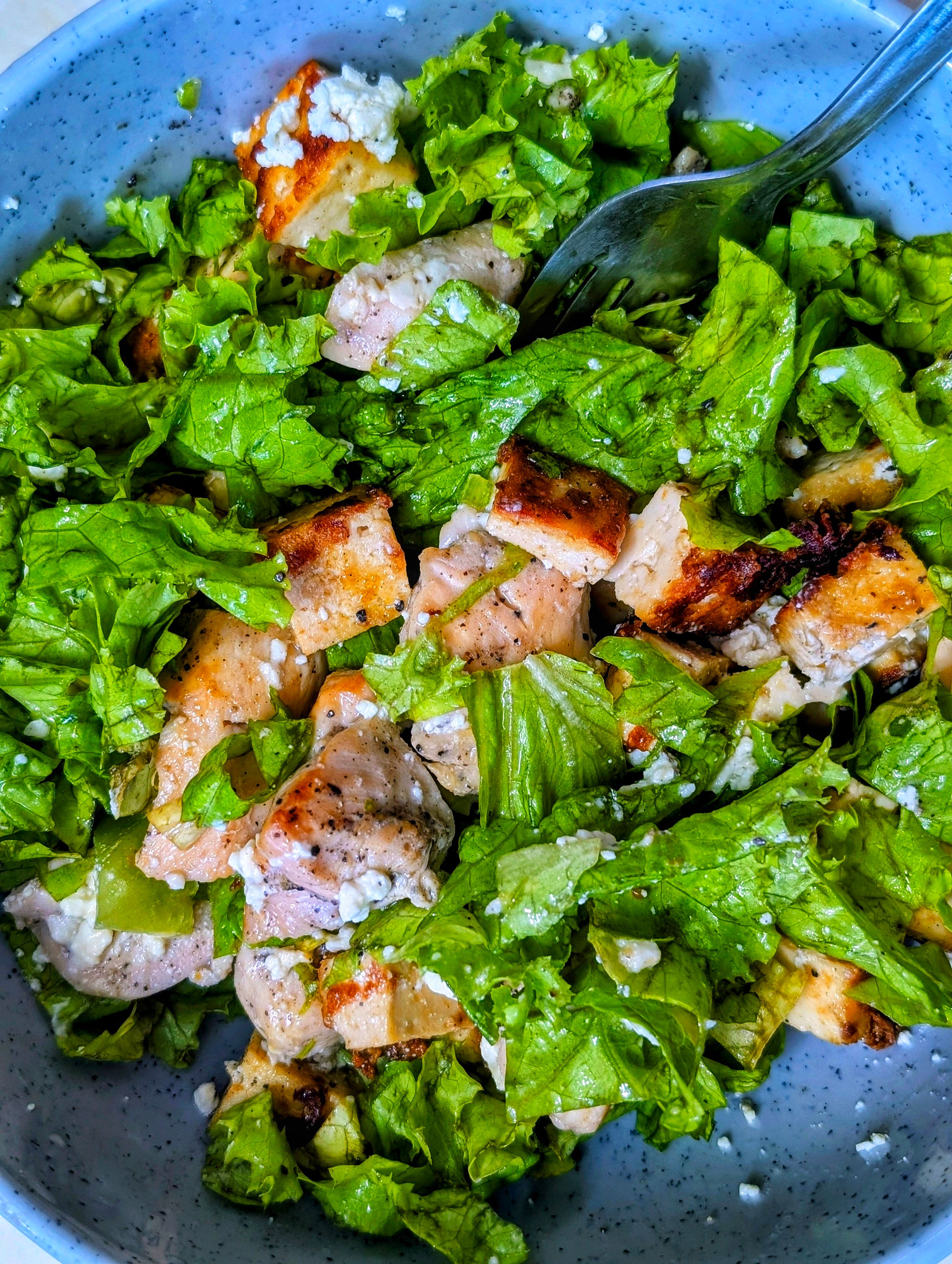  Garlic Chicken Tofu Feta Bowl