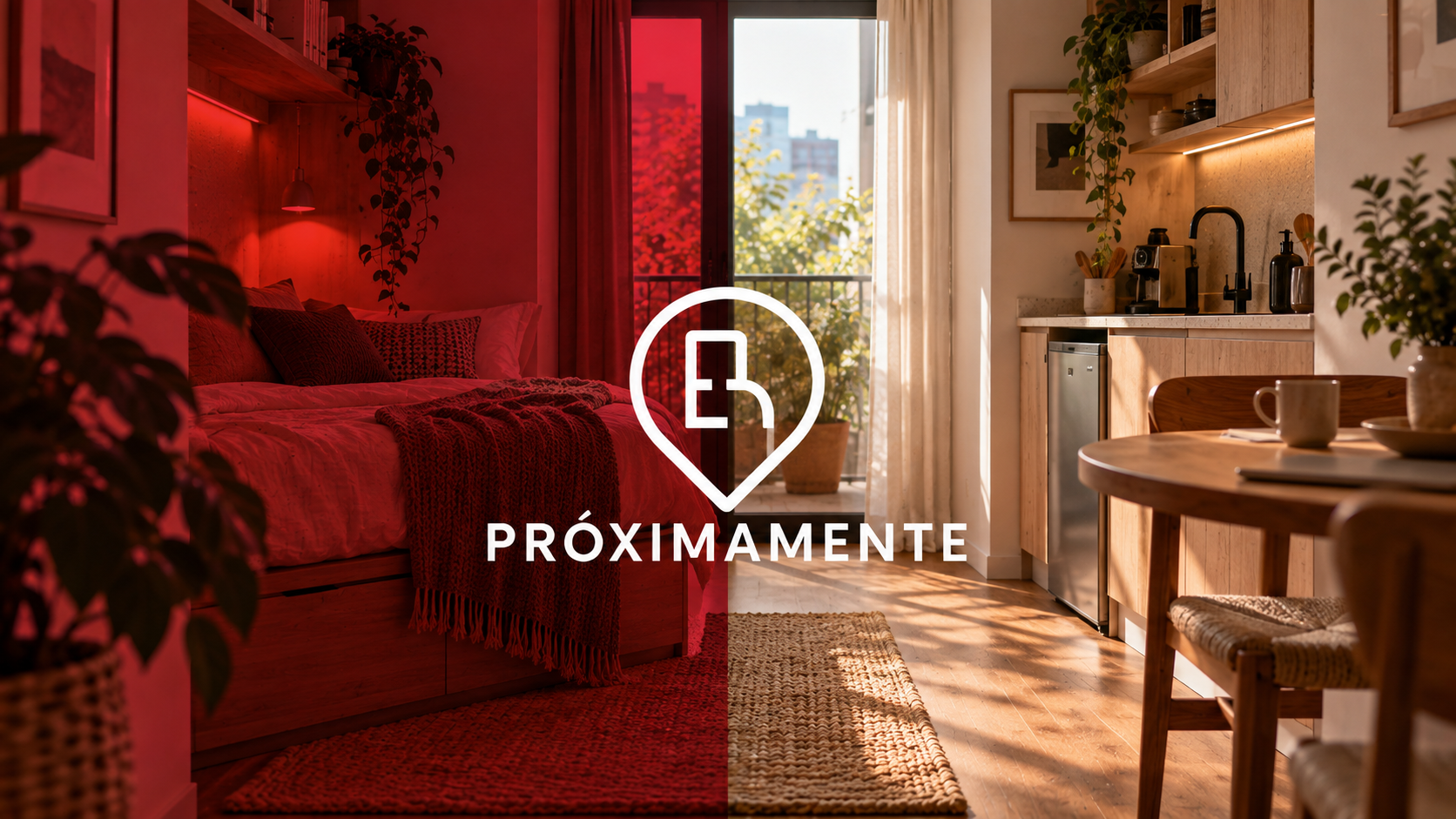 Interior luminoso con silla, ladrillo visto y plantas