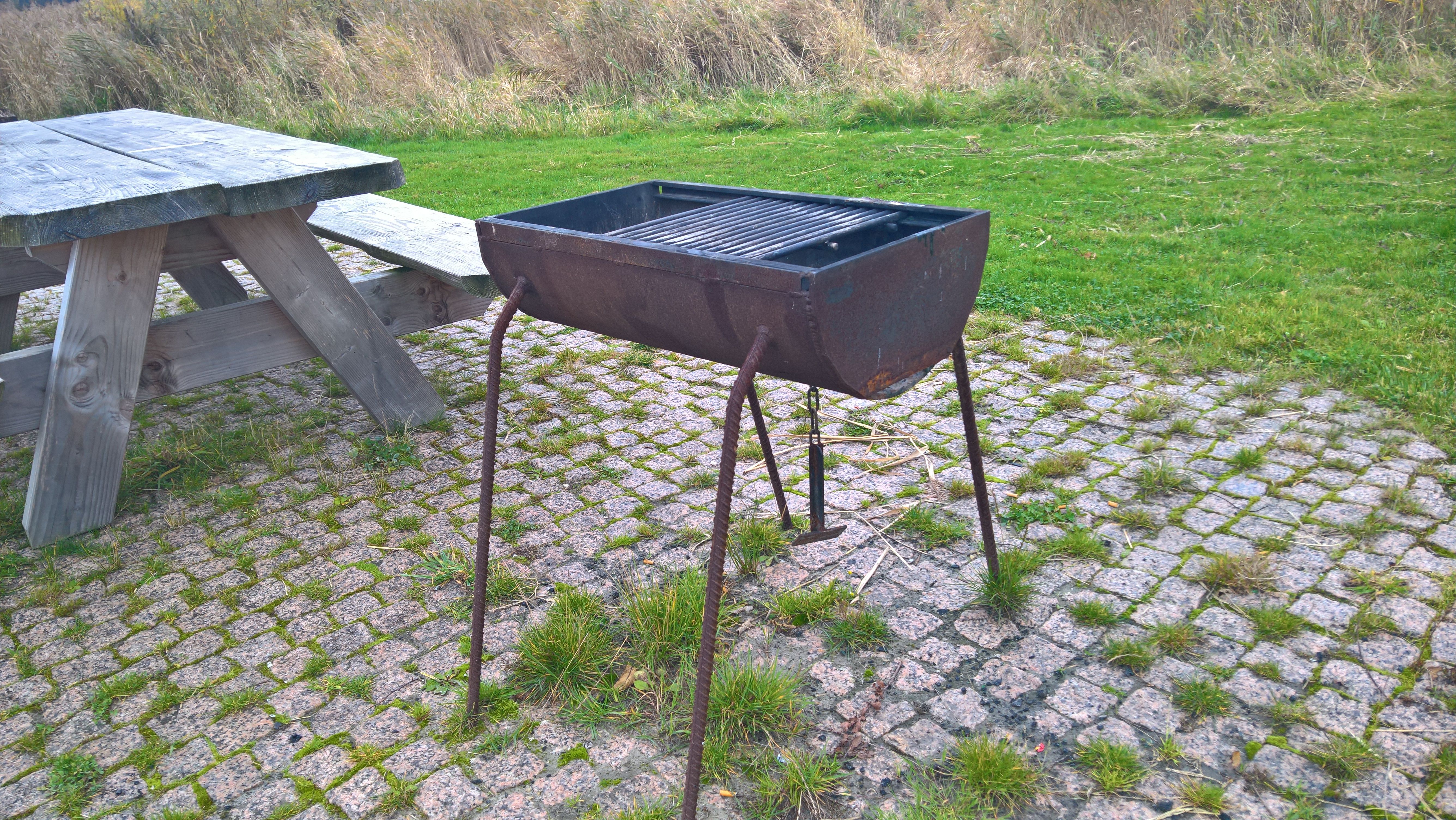 Barbecue grill with charcoal at a public area