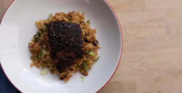 Blackened Red Snapper With Dirty Rice