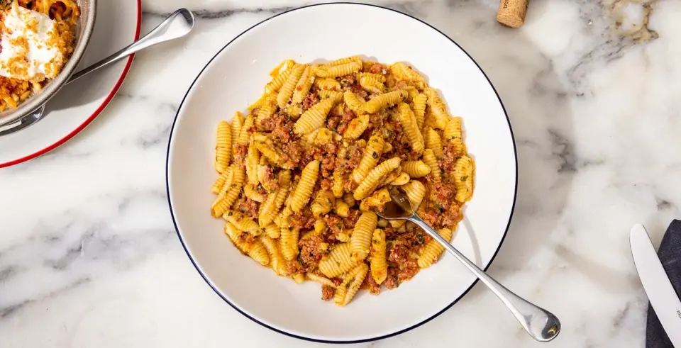 Cavatelli with Duck Sausage and Pesto Rosso - Made In