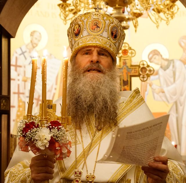 Bishop Gerasim reading the Paschal Homily of St. John Chrysostom 