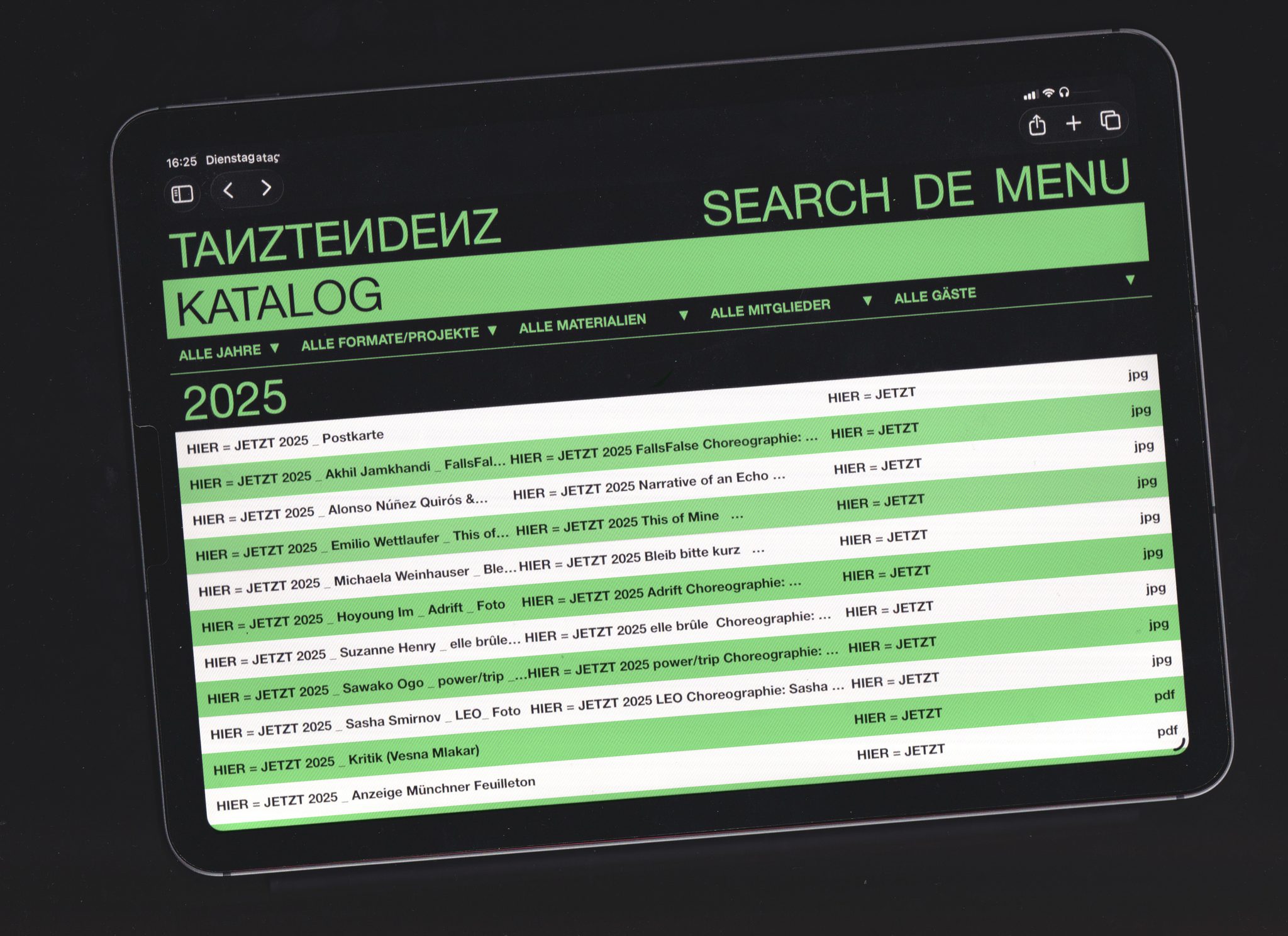 Tanztendenz — Visual Identity — Website