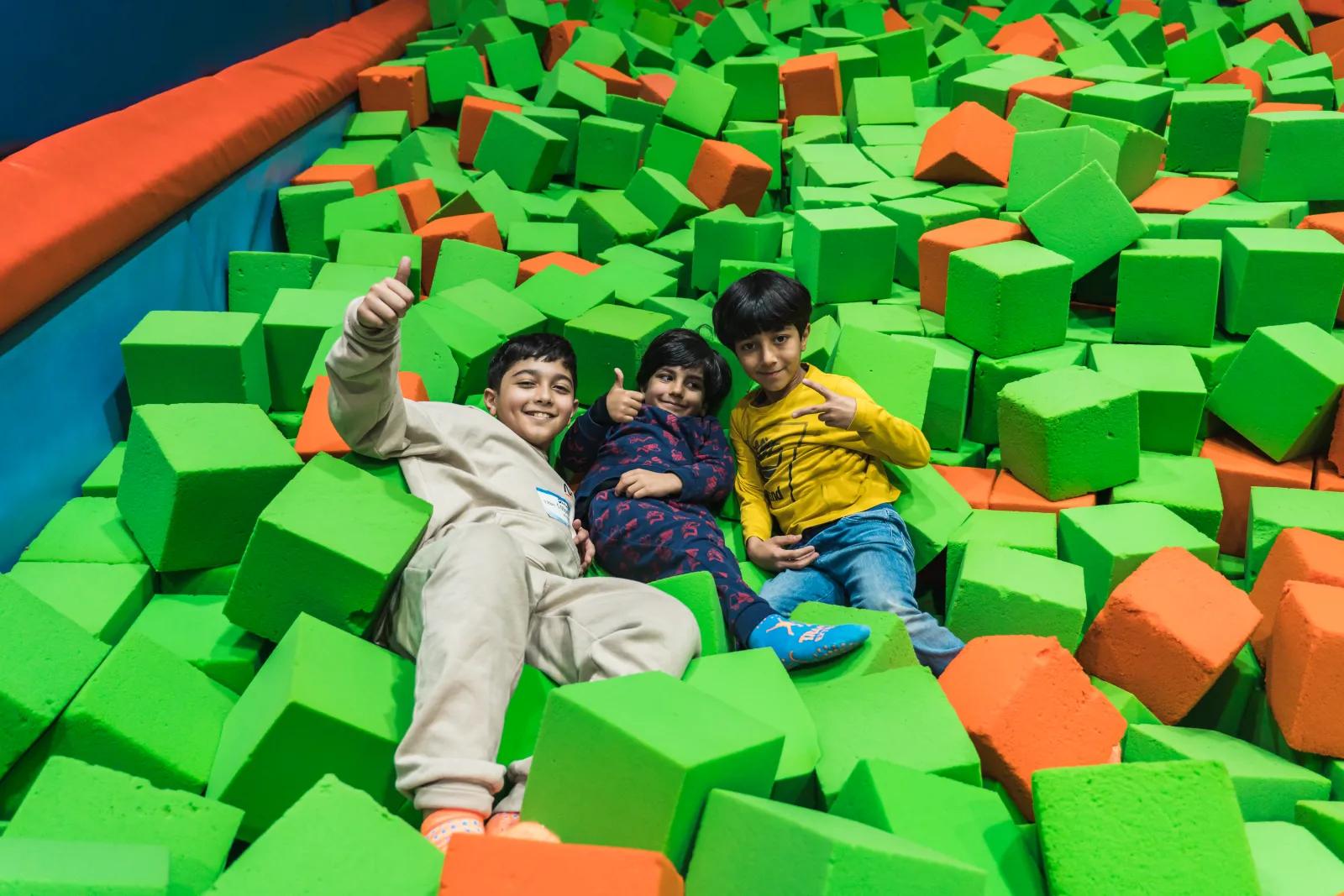Kids jumping on the trampolines at Trampo The Promenade