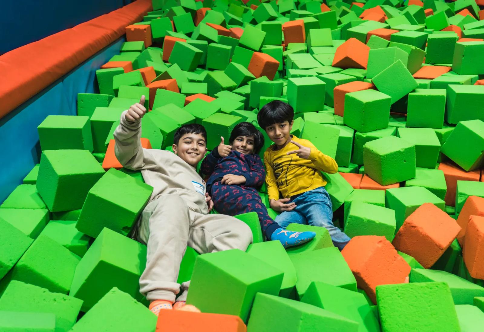 Kids jumping on the trampolines at Trampo The Promenade