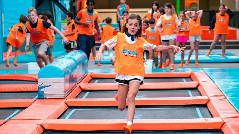 Kids jumping on trampolines at Trampo Kuwait