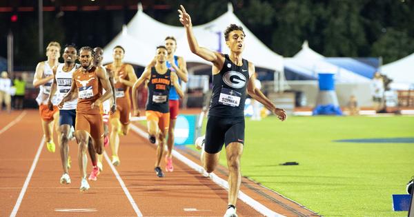 Will Sumner winning the Men's NCAA 800m Championship in 2023. 