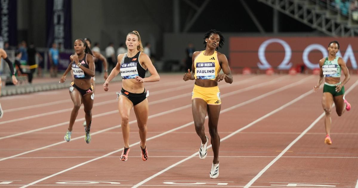 Marileidy Paulino wins the women's 400m in 50.08 victory.