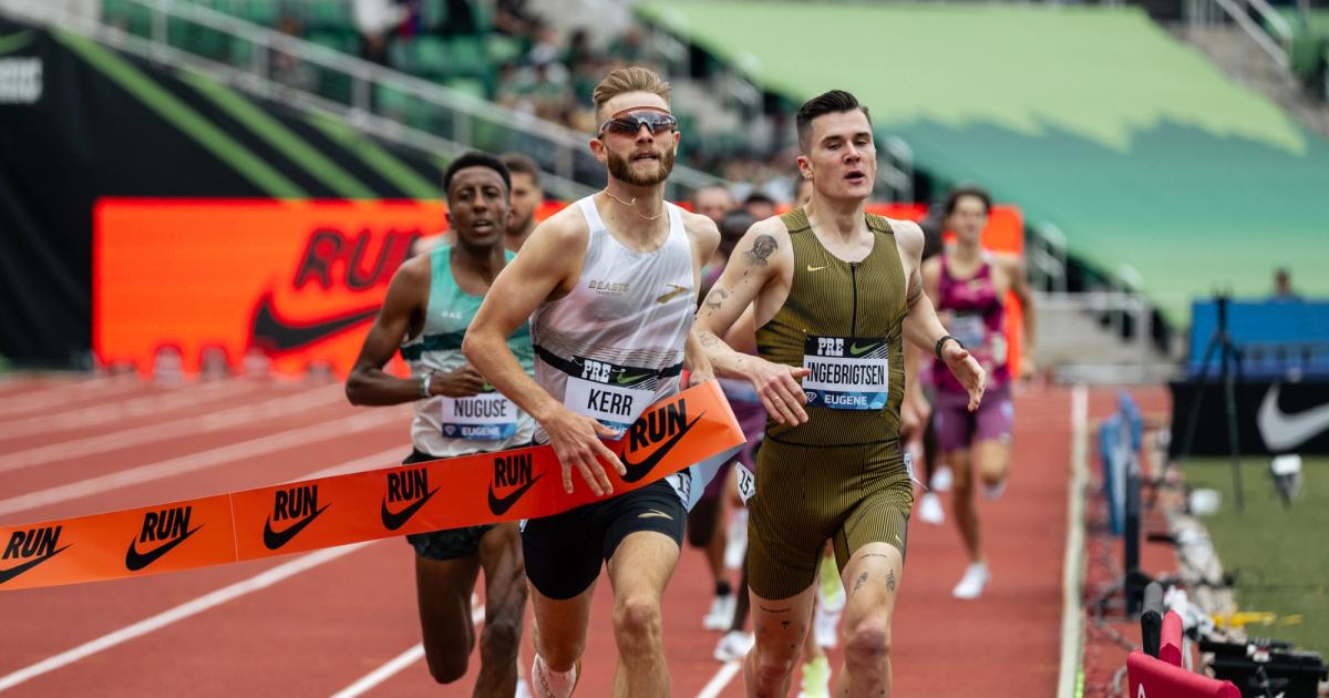 1500m World champion Josh Kerr prevails over 1500m Olympic champion Jakob Ingebrigtsen at the 2024 Prefontaine Classic in Eugene, Oregon.