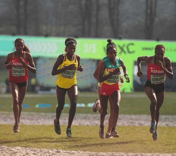 Racing at the 2019 World Athletics Cross Country Championships. 