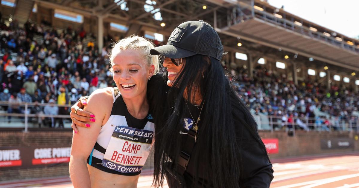 Anna Camp-Bennett and Diljeet Taylor at the 2022 Penn Relays.