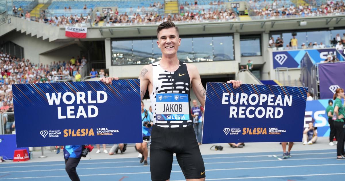 Jakob Ingebrigtsen after running a European record of 3:27.14 at the Silesia Diamond League 1500m.