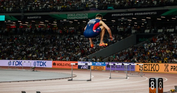Karsten Warholm at the 2023 World Championships in Budapest.