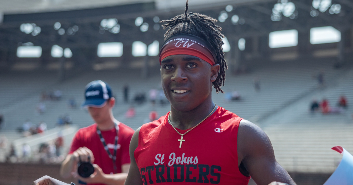 Christian Miller after his 200m victory at the 2024 New Balance Nationals.