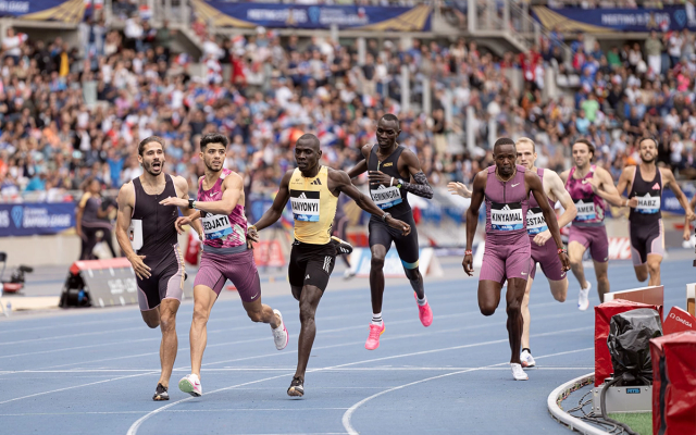 The finish of the men's 800m at the Paris Diamond League.