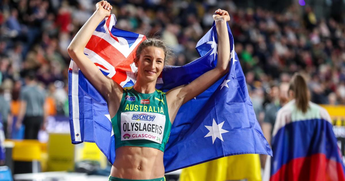 Australia’s Nicola Olyslagers finally got her gold medal in the women’s high jump. (Kevin Morris/@KevMoFoto)