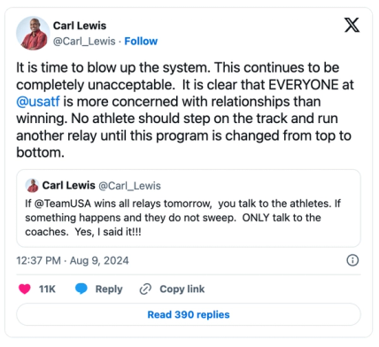 Carl Lewis Tweet