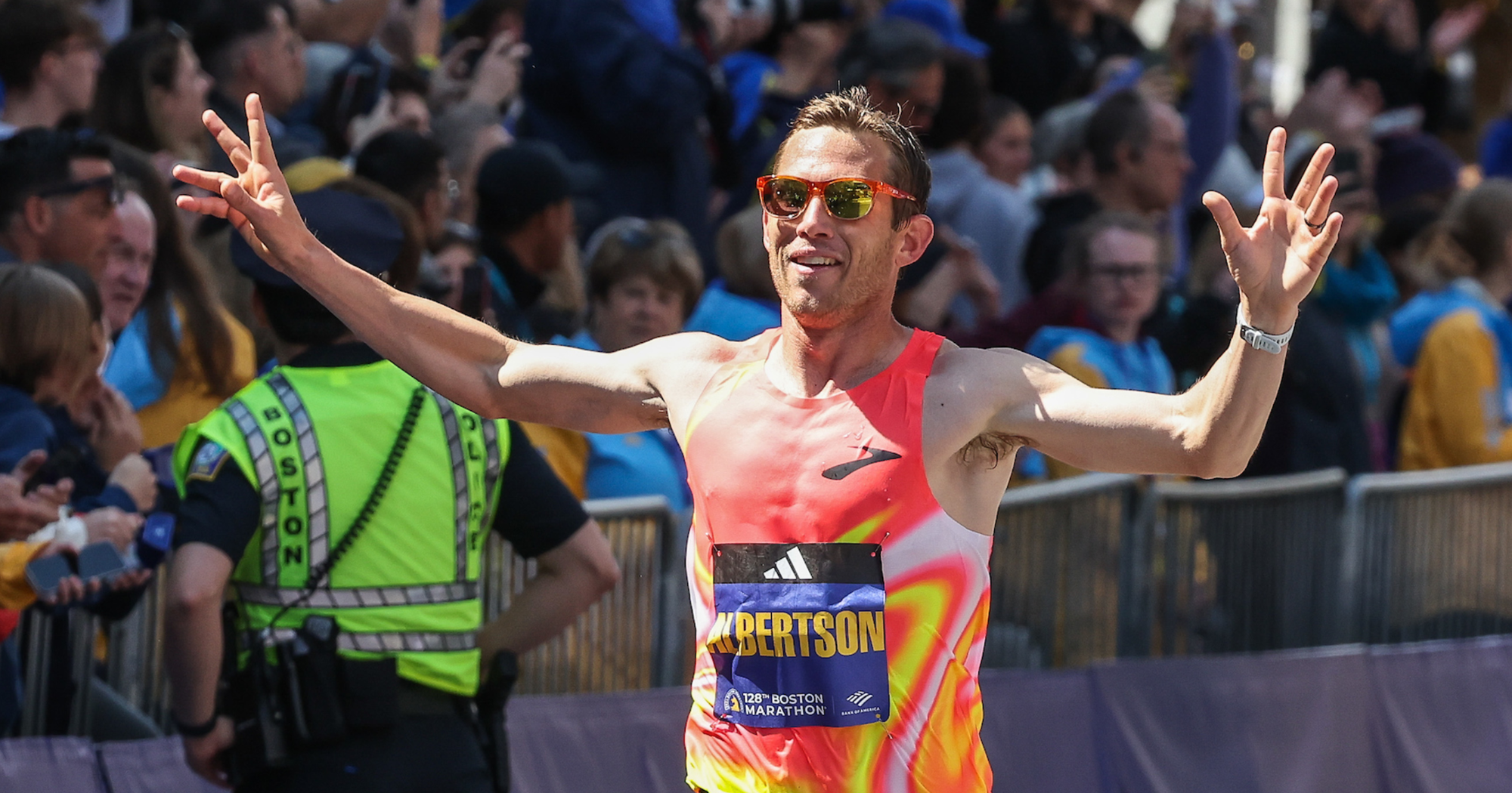 Cj Albertson finishing top 10 at the 2024 Boston Marathon.