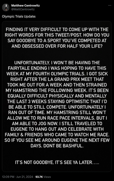 Matthew Centrowitz Tweet