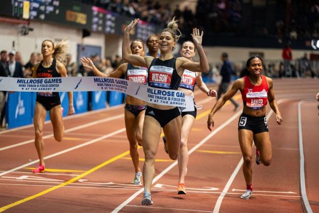 Allie Wilson winning the 2024 Millrose Games 800m