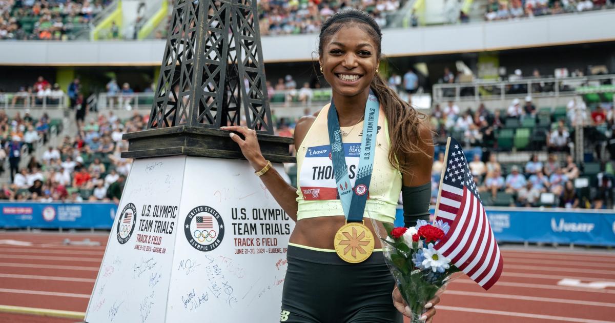 Gabby Thomas at the 2024 U.S. Olympic Trials.