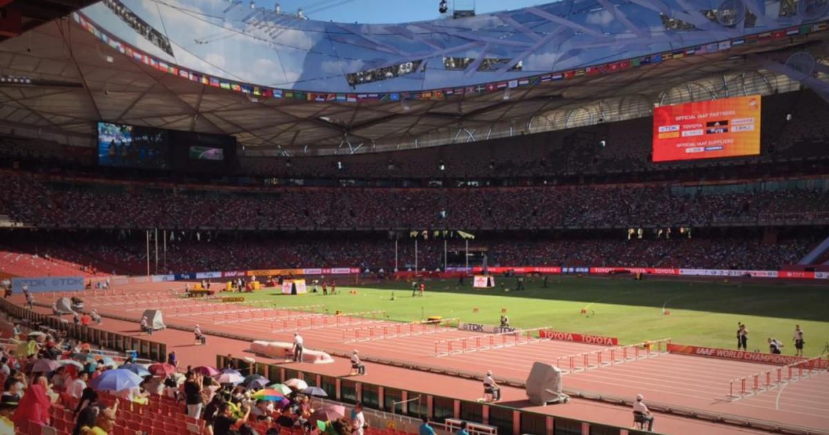 The Bird's Nest hosting the 2015 World Athletics Championships in Beijing.